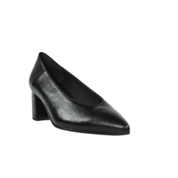 Zapatos de mujer salones negros piel tacón cuadrado
