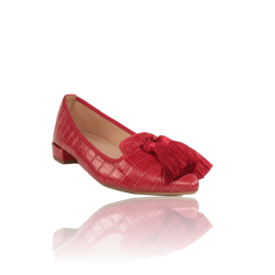 Zapatos de verano mujer planos rojos de piel
